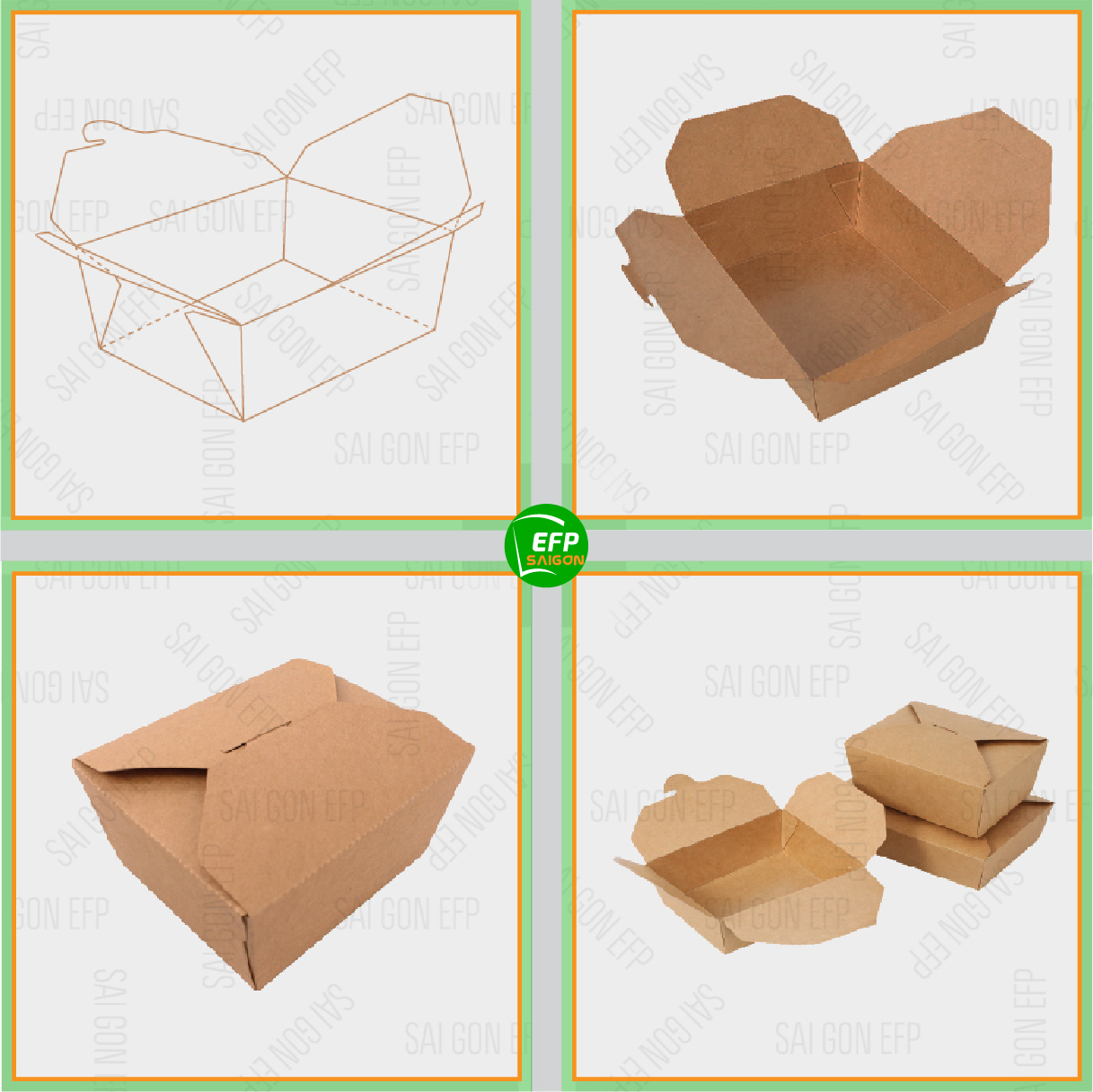 HỘP GIẤY ĐỰNG THỨC ĂN - NẮP GÀI